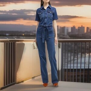 Nasty Gal Collection Women’s Size 2 Denim Zip Through Flare Jumpsuit. NWT.